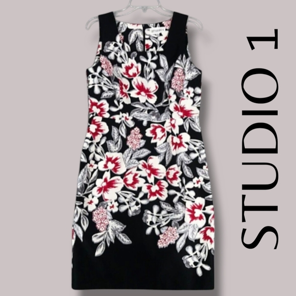 Studio 1 women's black floral zip-up midi dress  - size 14 - Picture 10 of 10
